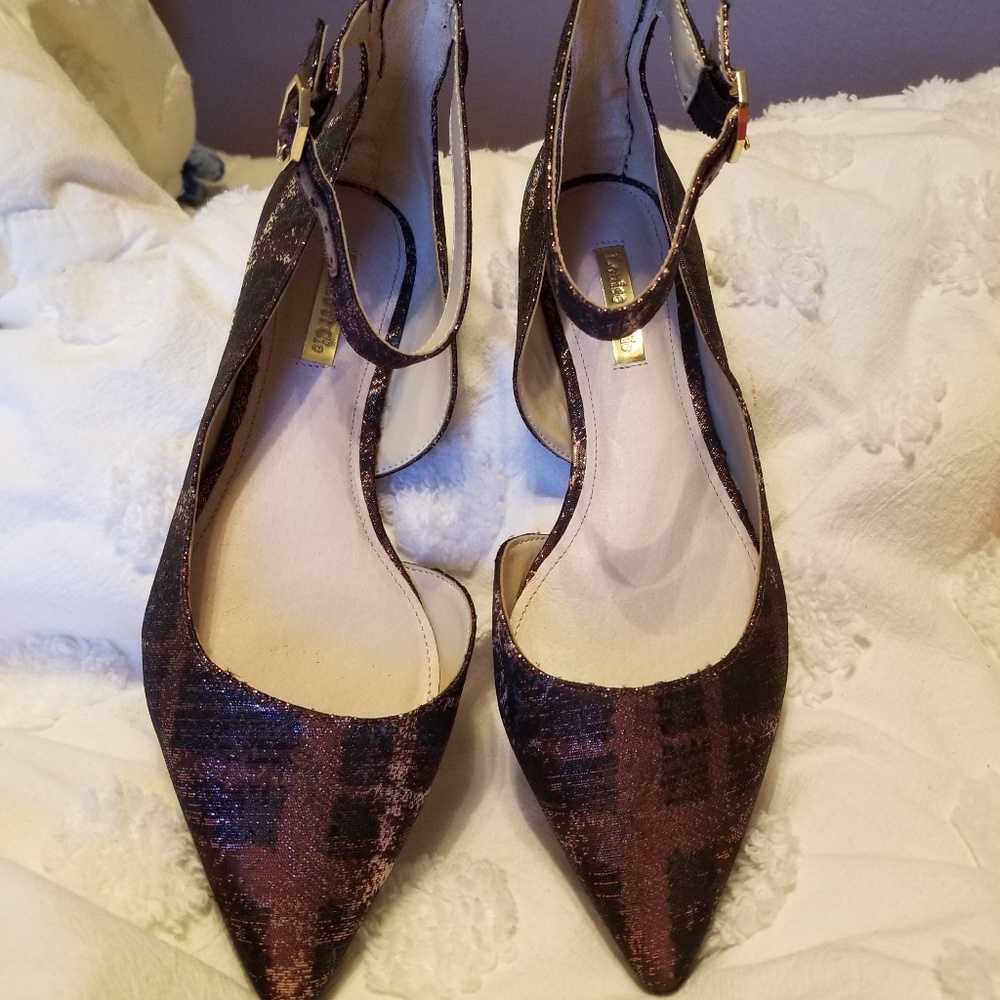 Louise Et Cie metallic ankle strap flats